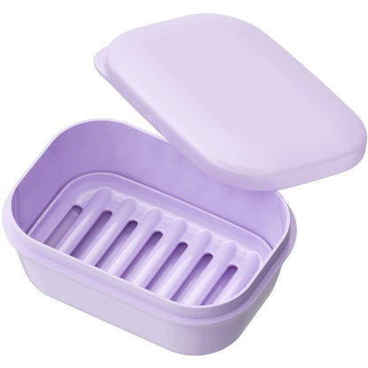 Quatish Leakproof Soap Dish with Lid & Draining Layer, Shatterproof Travel Bar Soap Holder Case Container, Portable Travel Size Toiletries Essentials for Camping, Gym, Bathroom, Greygreen