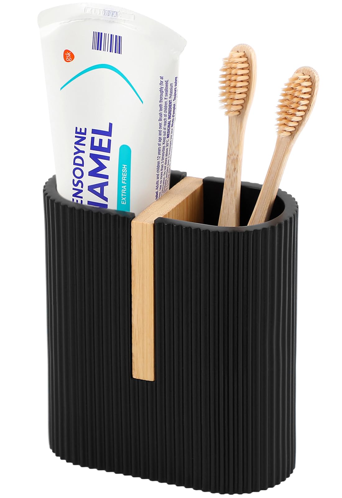 Toothbrush Holders for Bathroom, Bamboo Electric Toothbrush Stand, White