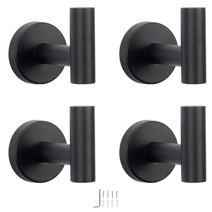 NearMoon Bath Towel Hooks- SUS 304 Stainless Steel Robe Hook Holder, Heavy Duty Coat Hook for Bathroom Livingroom Hotel Kitchen Garage, Wall Mounted- 4 Pack (Brushed Nickel)