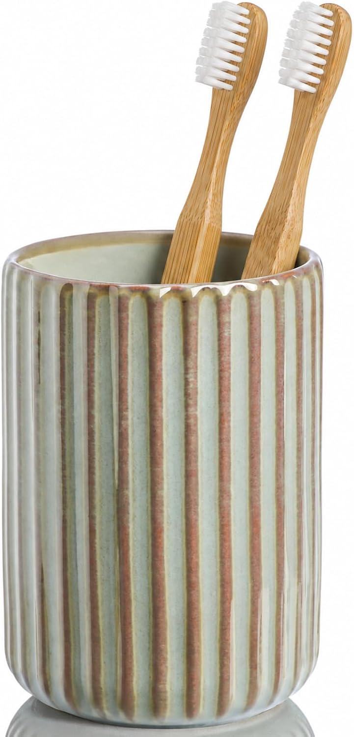 Green Ceramic Toothbrush Holder Cup