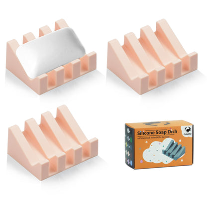 Self Draining Soap Dish Holder,Silicone Soap Dish,for Bathroom,Kitchen, Sponges，Can Extend Soap Life，Keep Soap Bars Dry and Easy Cleaning (Black,1-Pack)