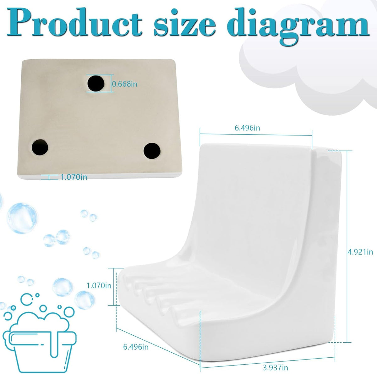 White Ceramic Soap Dish Suitable for Bathroom Shower Walls