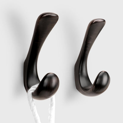 2 Pack Towel Hooks for Bathrooms Wall Mounted, Brushed Nickel Bathroom Hooks for Towels, Robe & Towel Hook for Wall, Modern Bath Towel Hook