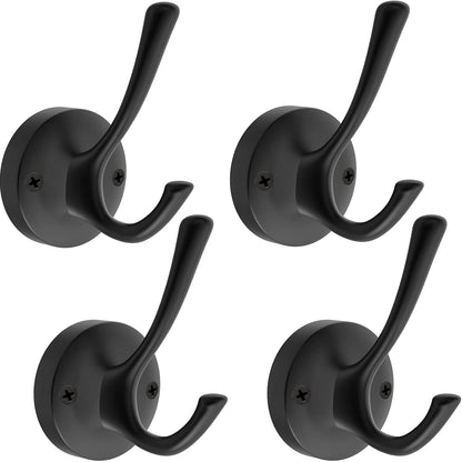 TOFIIGREM Brushed Nickel Wall Hooks Towel Hooks, 2 Pack Coat Robe Hook Heavy Duty Bathroom Double Hook Wall Mounted, Hand Towel Hooks for Closet Entryway Cubicle Kitchen