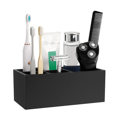 Luxspire Toothbrush Holder, Resin, 3 Slots, Gravel White