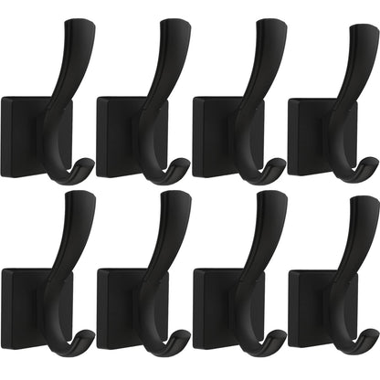 TOFIIGREM Black Towel Hooks, Coat Robe Hooks Bathroom Entryway Mudroom Pool Hooks for Wall Mount Hanging Towels Bathrobe Key Hat Backpack (2 Pack, Black)