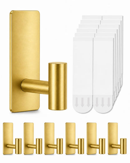 5 Pcs Towel Hooks Heavy Duty for Hanging，Adhesive Wall Hooks with Removable Strips，Sticky No Damage，Outdoor for Bathrooms，Shower，Stockings，Decor，Robe，X-Large，Black 304 Stainless Steel