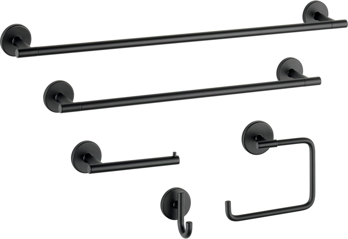 Delta Single Towel Hook for Bathroom or Kitchen| Matte Black | Trinsic Accessories