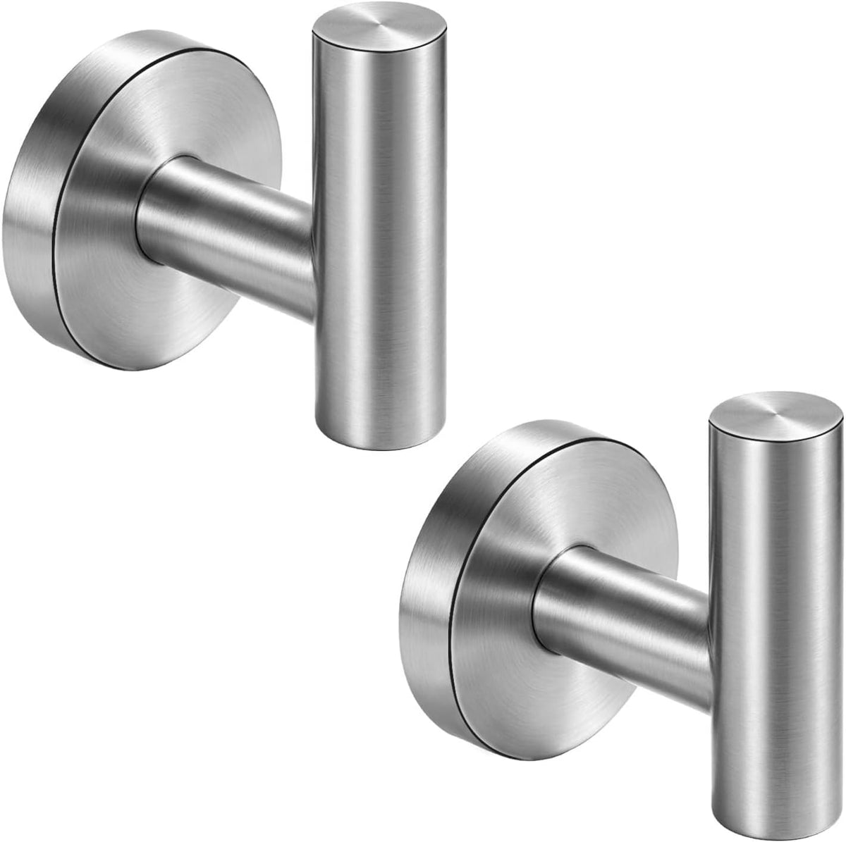 Nolimas Towel Coat Hook Matte Black SUS304 Stainless Steel Bathroom Clothes Cabinet Closet Sponges Robe Hook Wall Mounted Round Kitchen Heavy Duty Door Hanger 2 Packs