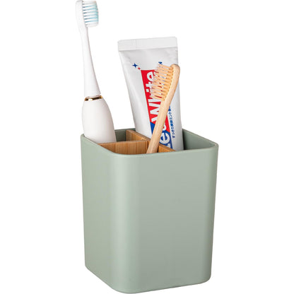 Bamboo Toothbrush Holder for Bathrooms Toothpaste Organizer - Pink