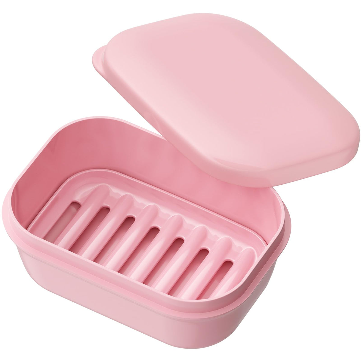 Quatish Leakproof Soap Dish with Lid & Draining Layer, Shatterproof Travel Bar Soap Holder Case Container, Portable Travel Size Toiletries Essentials for Camping, Gym, Bathroom, Greygreen