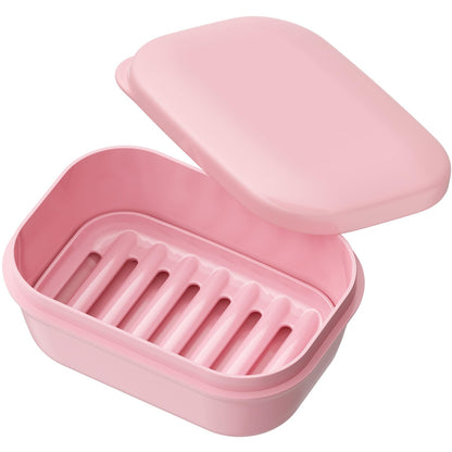 Quatish Leakproof Soap Dish with Lid & Draining Layer, Shatterproof Travel Bar Soap Holder Case Container, Portable Travel Size Toiletries Essentials for Camping, Gym, Bathroom, Greygreen