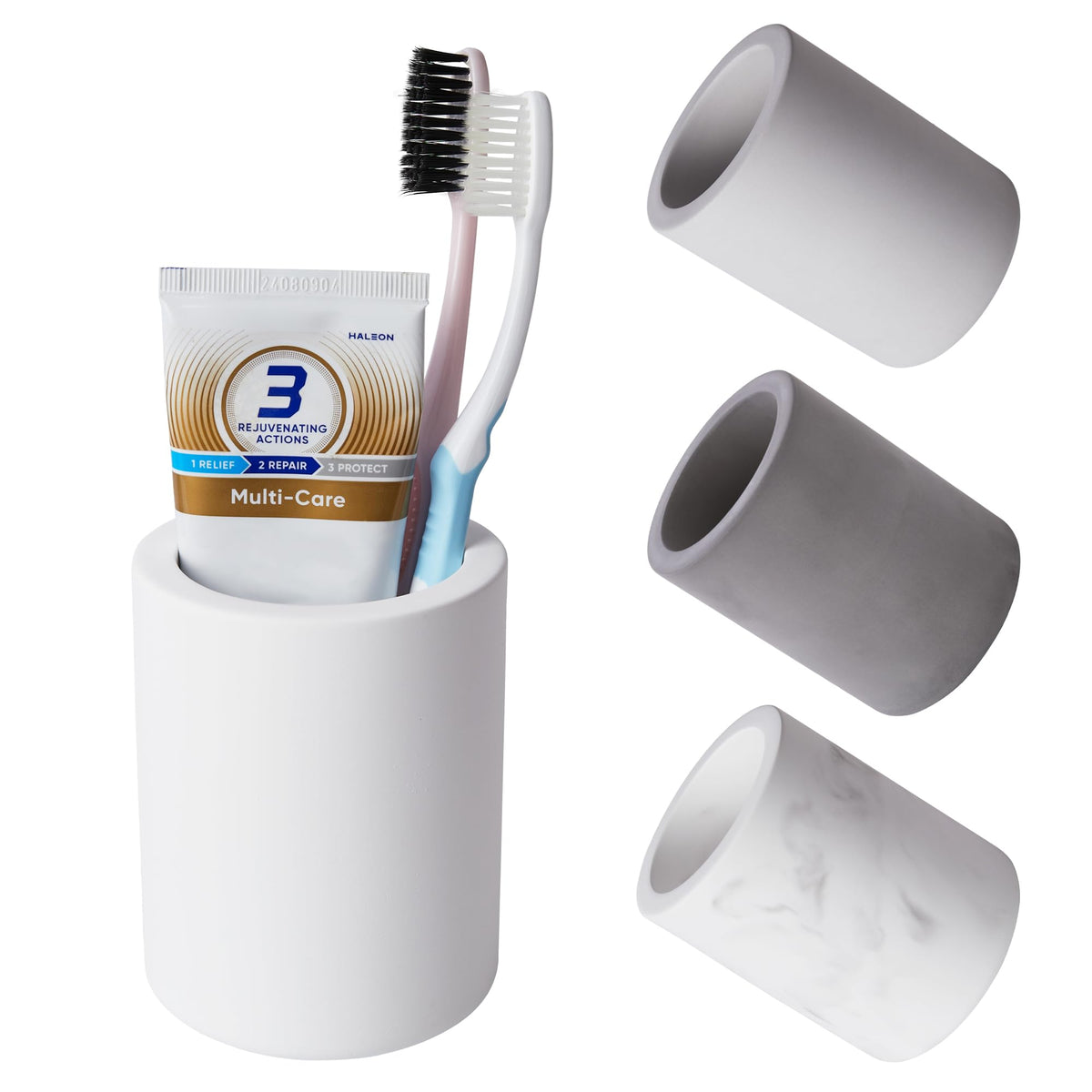 Drying Stone Toothbrush Holder, Diatomite Toothbrush Holders for Bathroom Counter, Quick Drying Electric Toothbrush and Toothpaste Holder Bathroom Organizer, Light Grey