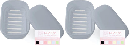 Quatish Leakproof Soap Dish with Lid & Draining Layer, Shatterproof Travel Bar Soap Holder Case Container, Portable Travel Size Toiletries Essentials for Camping, Gym, Bathroom, Greygreen