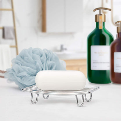 Soap Dish, Stainless Steel Bar Soap Holder for Shower, Self Draining Stand Soap Saver for Bathroom, Kicthen Sink and Countertop, Chrome 1-Pack