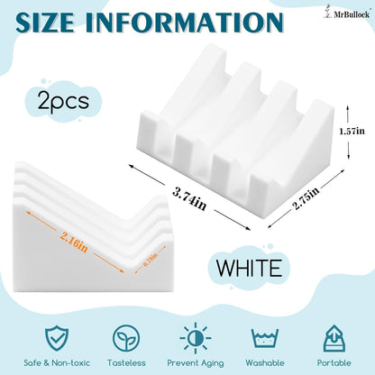 Silicone Soap Dish Self Draining with Suction Cups (White, 2 Pack)