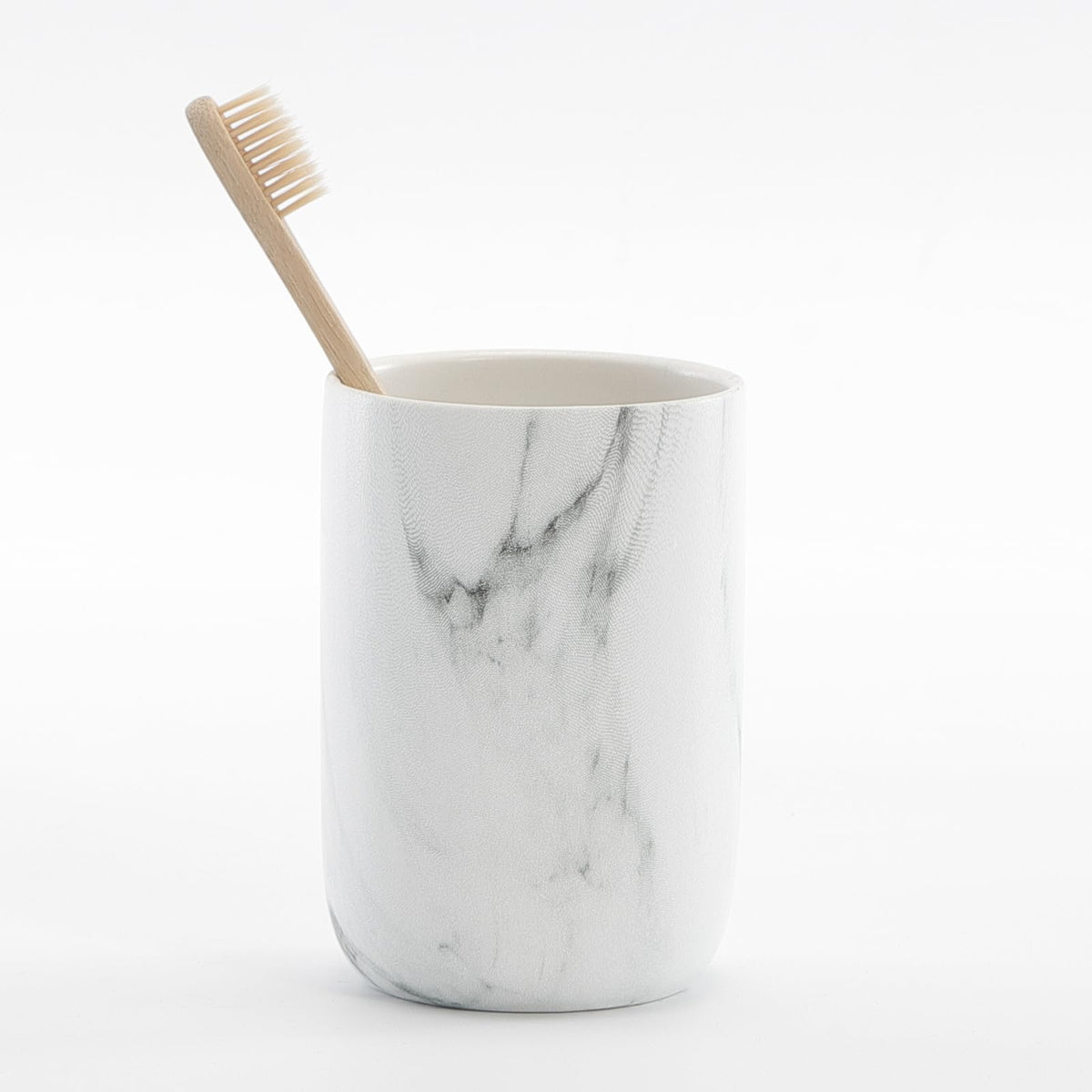 Toothbrush Holders for Bathrooms - 2 Cups Ceramic Toothbrush Toothpaste Holders Set, White Bathroom Tumbler Cups Reusable Toothbrush Mouthwash Cup, Bathroom Counter Organizer
