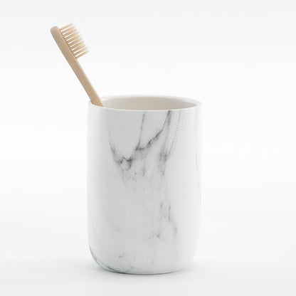 Toothbrush Holders for Bathrooms - 2 Cups Ceramic Toothbrush Toothpaste Holders Set, White Bathroom Tumbler Cups Reusable Toothbrush Mouthwash Cup, Bathroom Counter Organizer