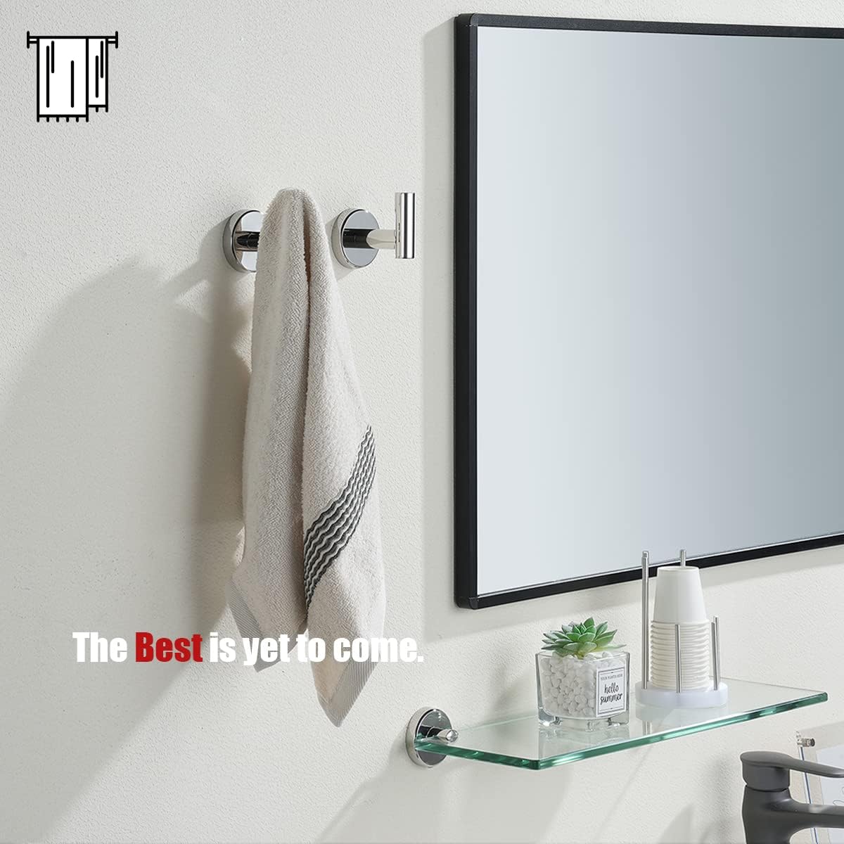 JQK Chrome Bathroom Towel Hook, 304 Stainless Steel Coat Robe Clothes Hook for Bathroom Kitchen Garage Wall Mounted (Pack of 2), TH100-CH-P2