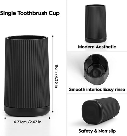 YAUKPH Small Single Toothbrush Holder with Silicone Bottom Black