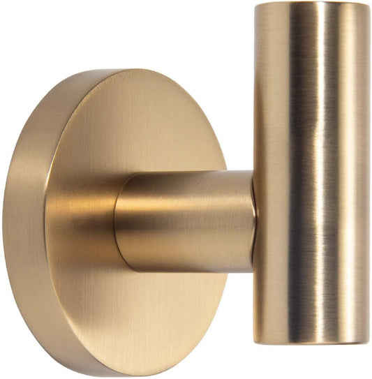 TUNNY 3 Pack Round Bathroom Towel Hooks - Champagne Gold Robe & Coat Hooks for Bathroom & Bedroom