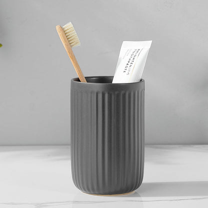 Toothbrush Holders - 2 Cup Ceramic Toothbrush Toothpaste Holders Set, Beige Bathroom Tumbler Cups Reusable Toothbrush Mouthwash Cup, Bathroom Counter Organizer