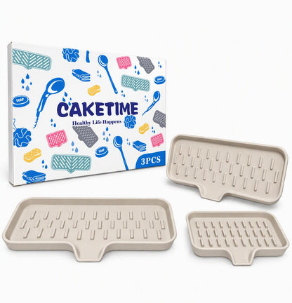 CAKETIME 2 Pack Silicone Soap Dish with Drainage Holes for Bathroom Shower Caddy Kitchen Counter Bar Sponge Holder Drying Rack Sink Organizer Essentials Apartment Home Household Must Haves 2026