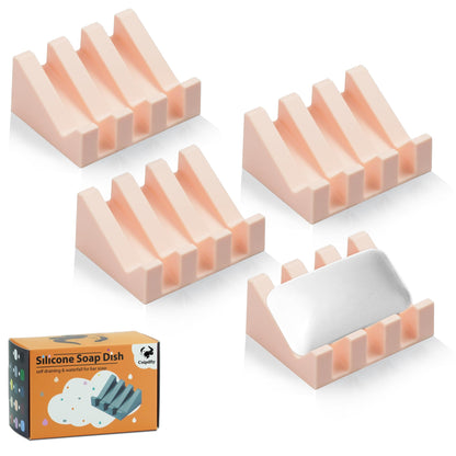 Self Draining Soap Dish Holder,Silicone Soap Dish,for Bathroom,Kitchen, Sponges，Can Extend Soap Life，Keep Soap Bars Dry and Easy Cleaning (Black,1-Pack)