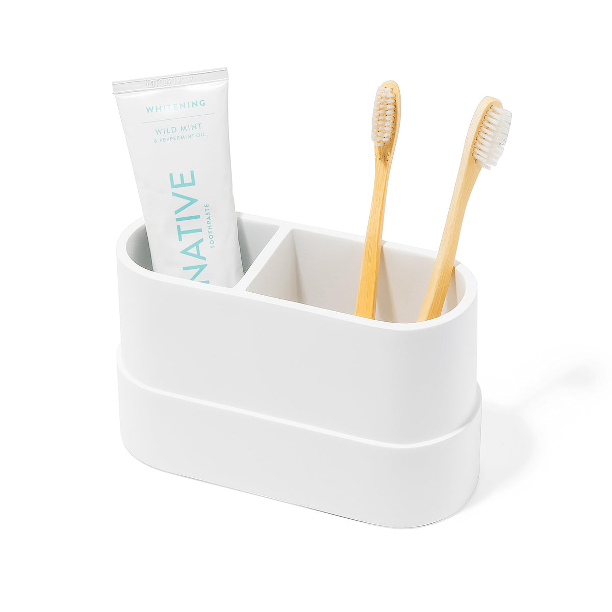 Yew Design Matte White Bathroom Toothbrush Holder Cup - Round