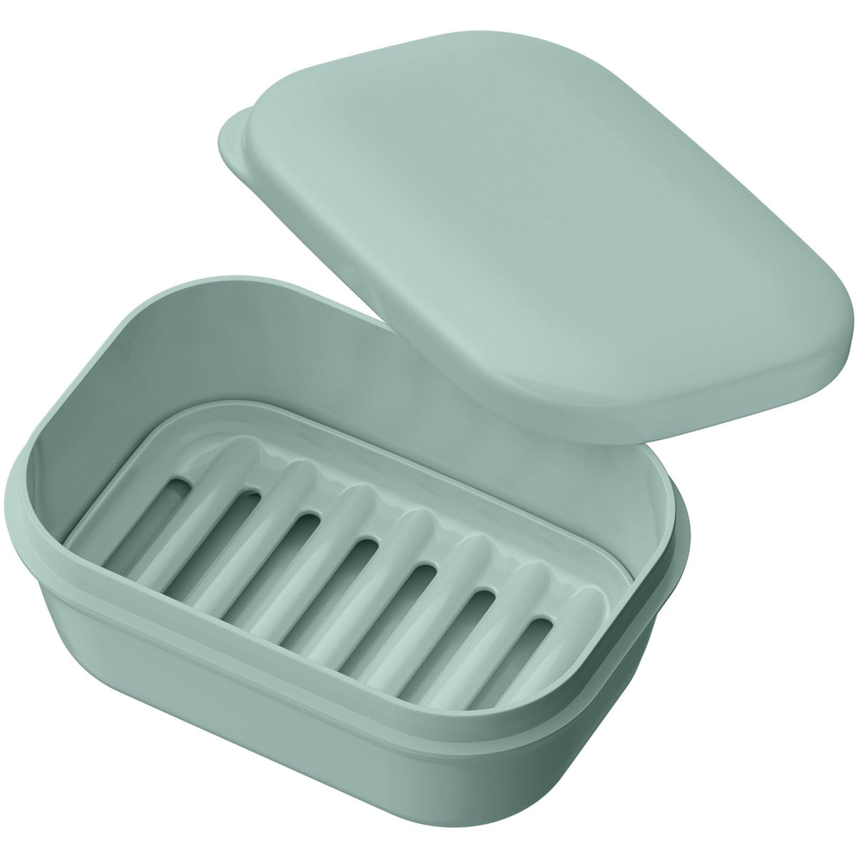 Quatish Leakproof Soap Dish with Lid & Draining Layer, Shatterproof Travel Bar Soap Holder Case Container, Portable Travel Size Toiletries Essentials for Camping, Gym, Bathroom, Greygreen