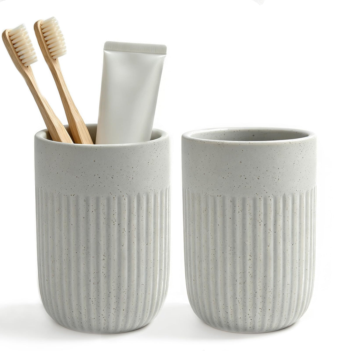 White Toothbrush Holder for Bathroom Ceramic Toothbrush Cup
