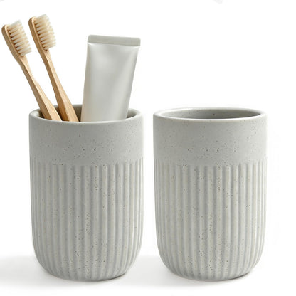 White Toothbrush Holder for Bathroom Ceramic Toothbrush Cup