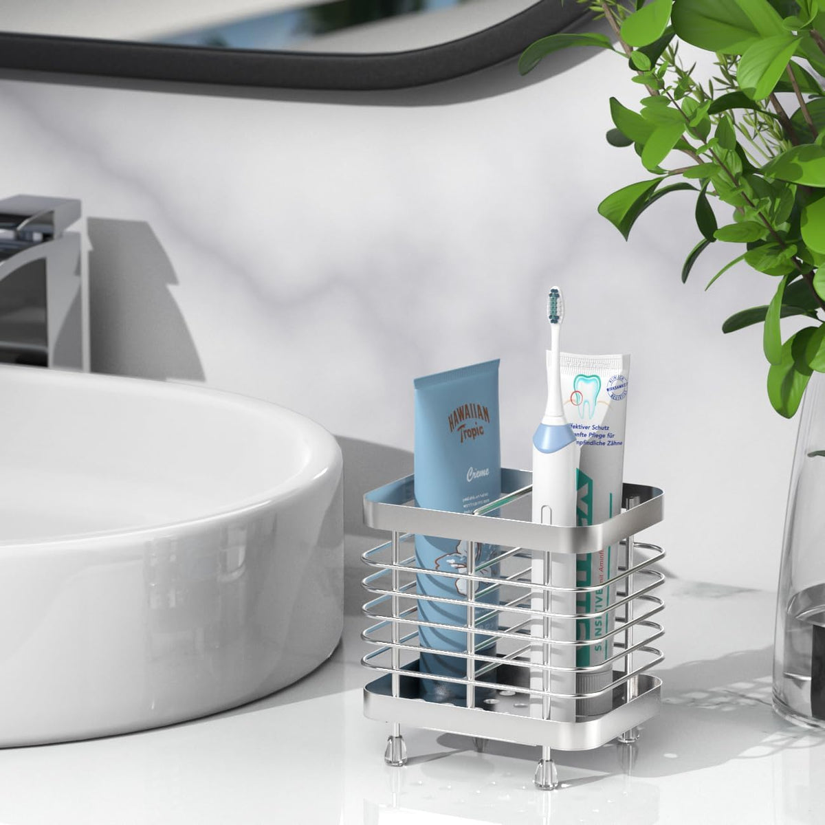 Luxspire Toothbrush Holders for Bathroom, Stainless Steel, 2 Slots, Silver