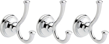 Delta Double Towel Hook for Bathroom or Kitchen| Polished Chrome | Cassidy Accessories