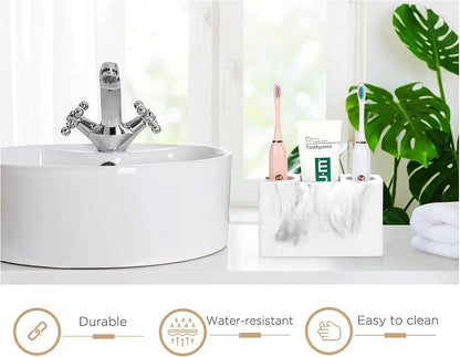 Luxspire Toothbrush Holder, Resin, 3 Slots, Gravel White
