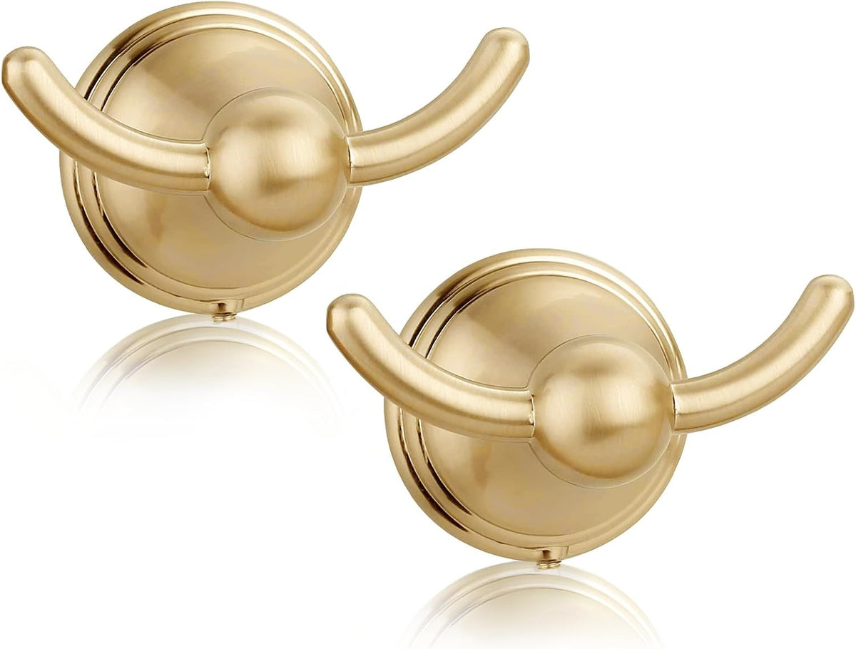 FILTA Bathroom Towel Hooks, Champagne Bronze Robe & Towel Hooks for Wall Mounted, Traditional Towel and Robe Hooks for Hanging Towels, Bath Towel Holder for Shower(2 Pack)
