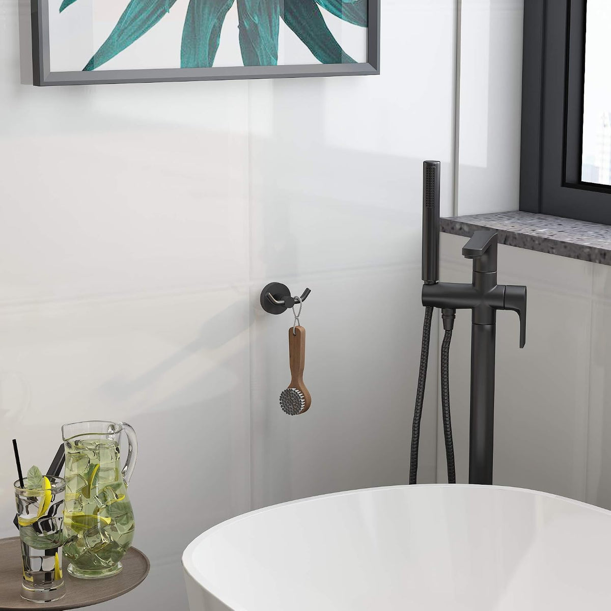 MARMOLUX ACC - Black Bathroom Hooks for Towels | Modern Black Hooks, Double Robe & Towel Hooks Ideal as Bathroom Towel Holder, Shower Wall, Kitchen Hand Towel Holder - Shower Hook