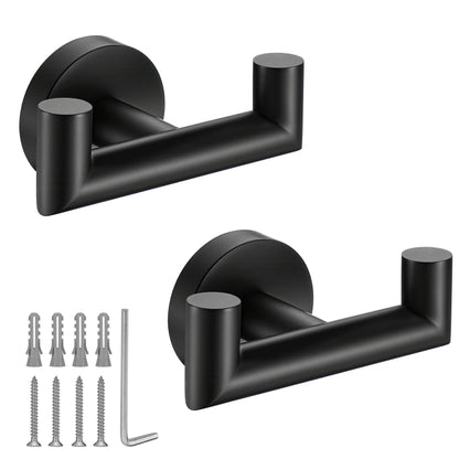 Towel Hooks for Bathrooms,Towel Hook for Kitchen Bathroom,SUS304 Stainless Steel Coat Hook,Heavy Duty Double Holder Robe Hooks for Hanging Towels,Coats,Sponges,Clothes,Wall Mount,Brushed Nickel,2 Pack