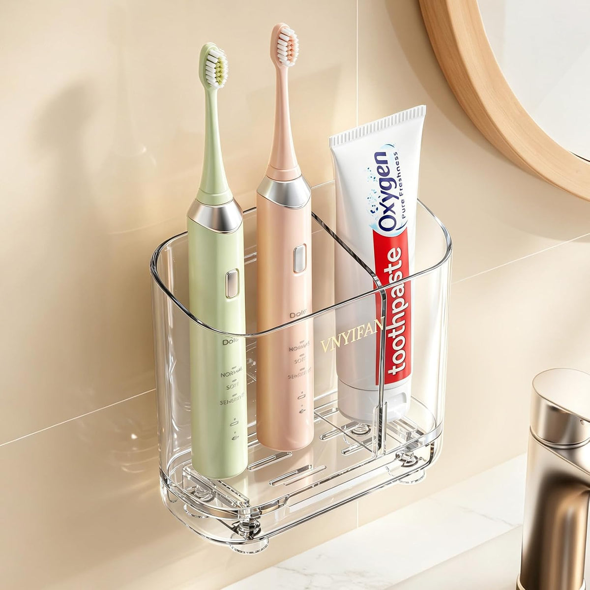 2 Slots Electric Toothbrush Holders Wall Mounted for Bathrooms