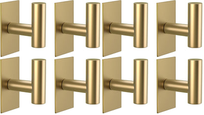 VAEHOLD Wall Towel Hooks, Heavy Duty Sticky Holder Waterproof Towel Hooks for Hanging Coat, Clothes, Closet Hook Wall Mount for Kitchen (Gold, 2 Pack)
