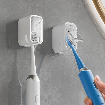 MOPMS Single Slot Toothbrush Holders Wall Mounted with Cover for Bathrooms