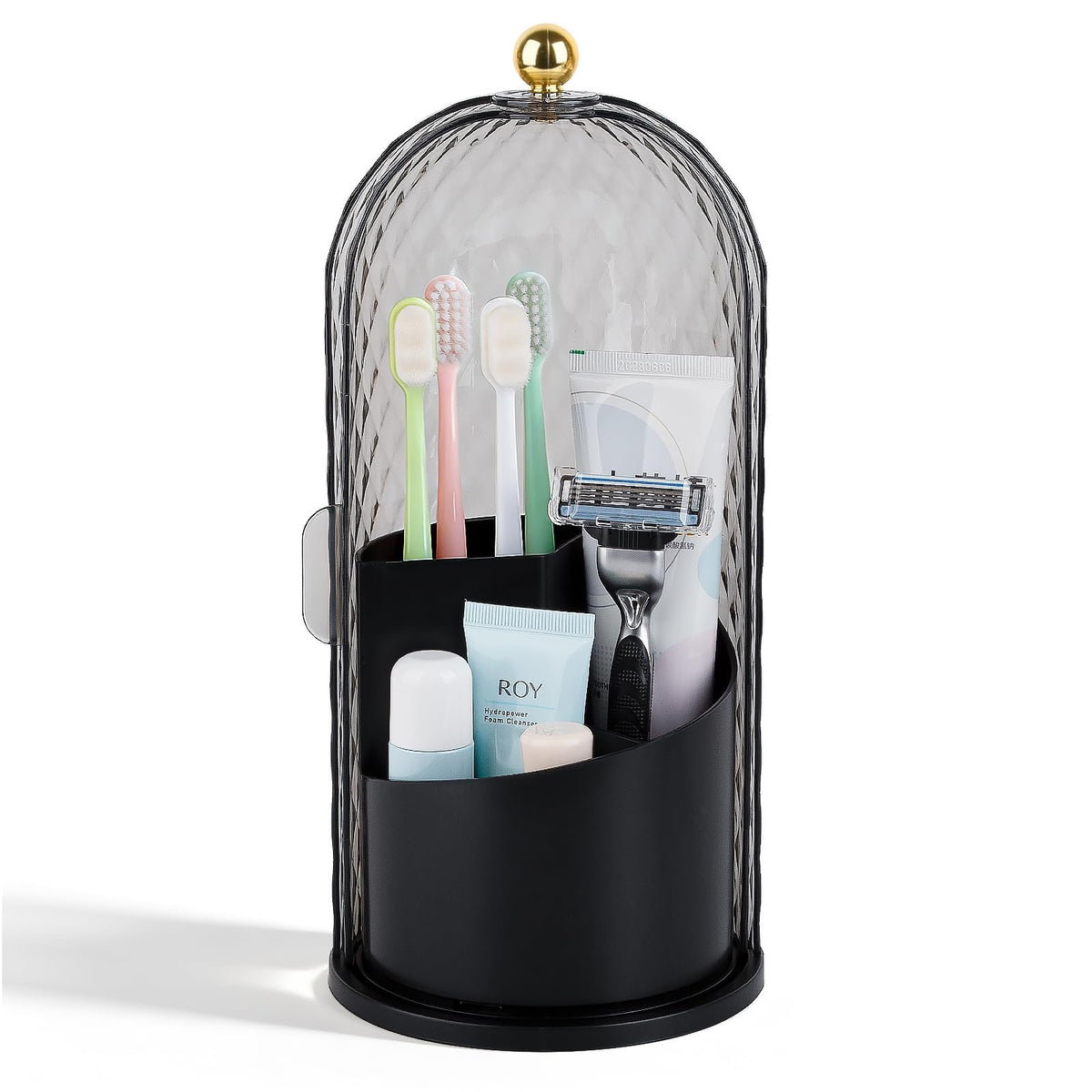 Toothbrush Holder with Cover for Bathroom Countertop, Organizer, White