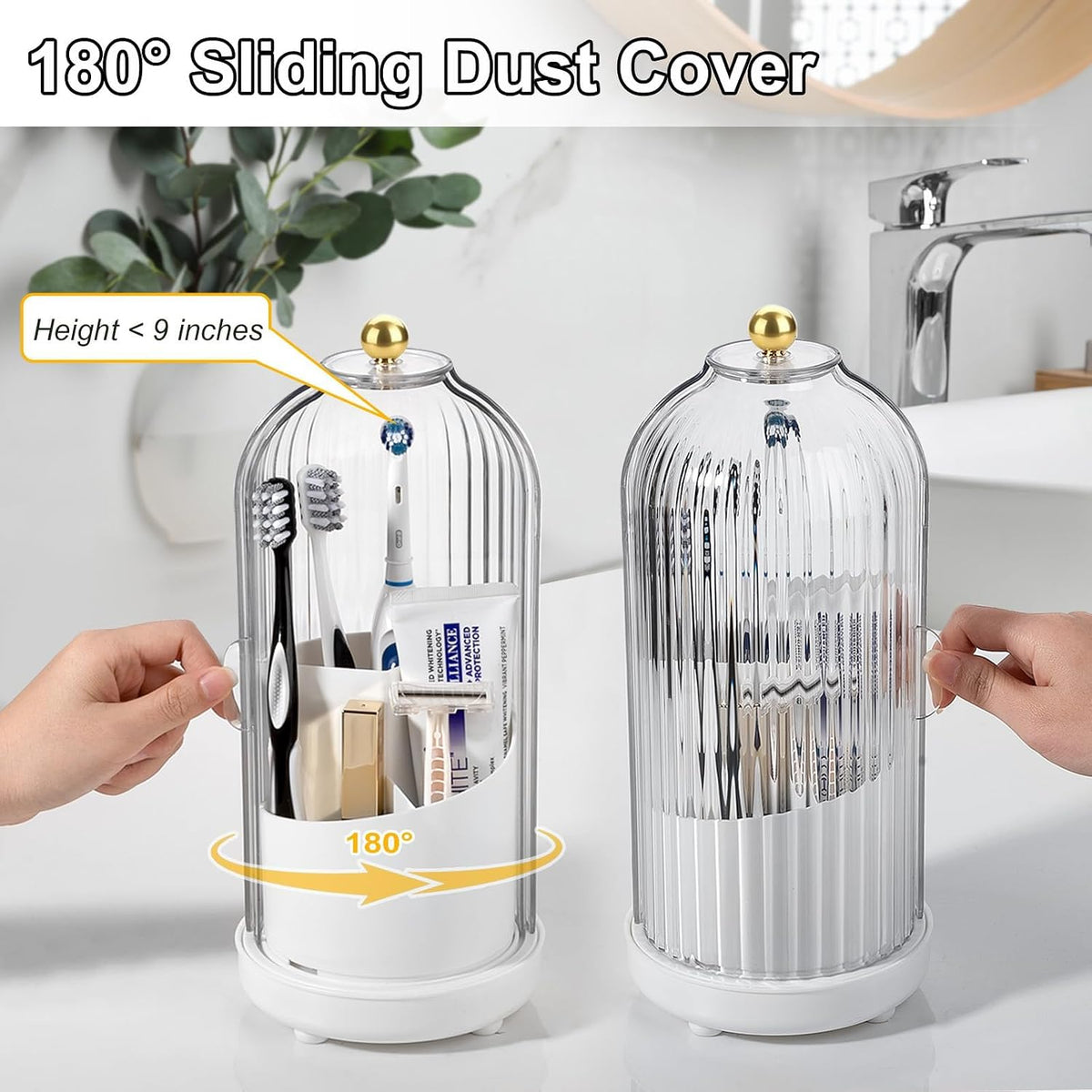 Toothbrush Holders with Cover Toothpaste Organizer for Bathroom, White