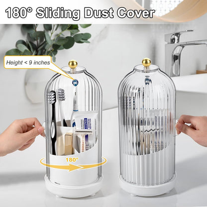 Toothbrush Holders with Cover Toothpaste Organizer for Bathroom, White