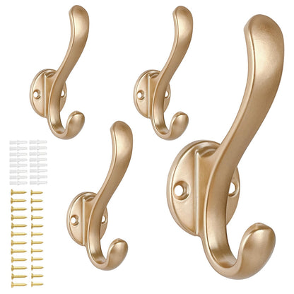 6 Pack Coat Hooks Wall Mount Heavy Duty Utility Retro Double Hooks for Hanging Coats,Hat, Towel, Key, Robe, Scarf, Bag, Cap (Black)