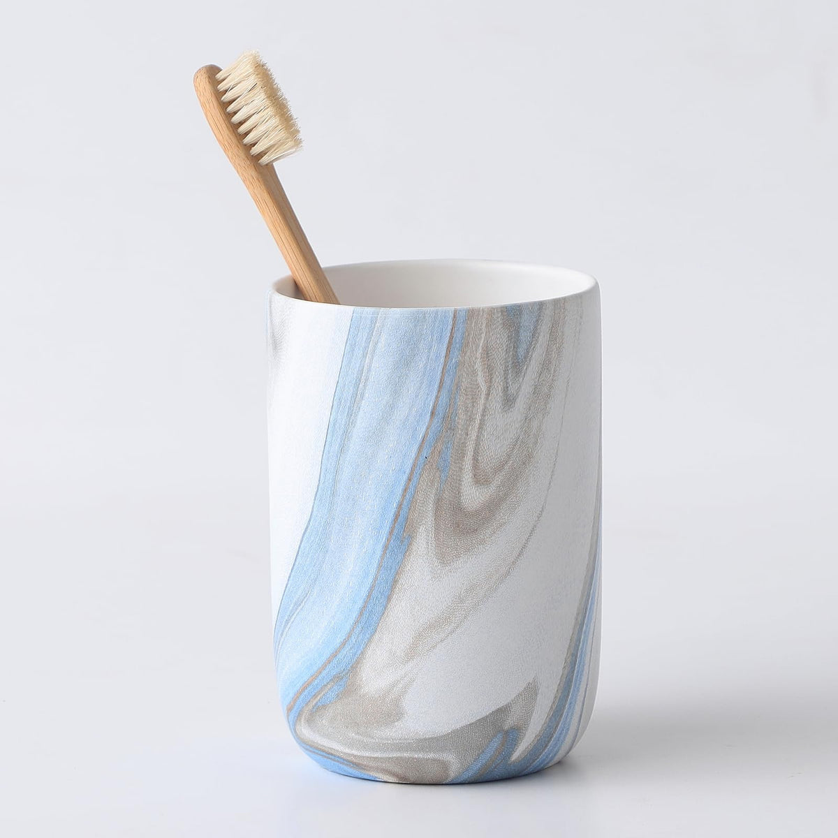 Toothbrush Holders for Bathrooms - 2 Cups Ceramic Toothbrush Toothpaste Holders Set, White Bathroom Tumbler Cups Reusable Toothbrush Mouthwash Cup, Bathroom Counter Organizer