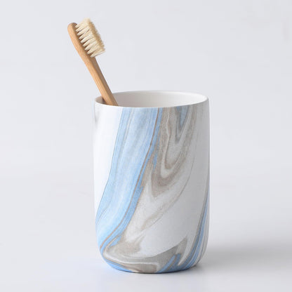Toothbrush Holders for Bathrooms - 2 Cups Ceramic Toothbrush Toothpaste Holders Set, White Bathroom Tumbler Cups Reusable Toothbrush Mouthwash Cup, Bathroom Counter Organizer