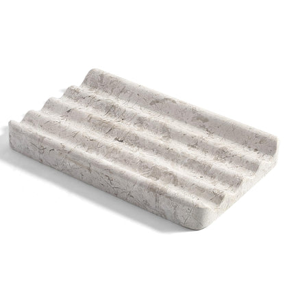 Karibiber Marble Soap Dish, Large Stone Bar Soap Holder Shower, Green Bathroom Soaps Saver, Easy Cleaning Natural Stone Sponge Holder for Kitchen Sink, Executive Jewelry Ring Tray