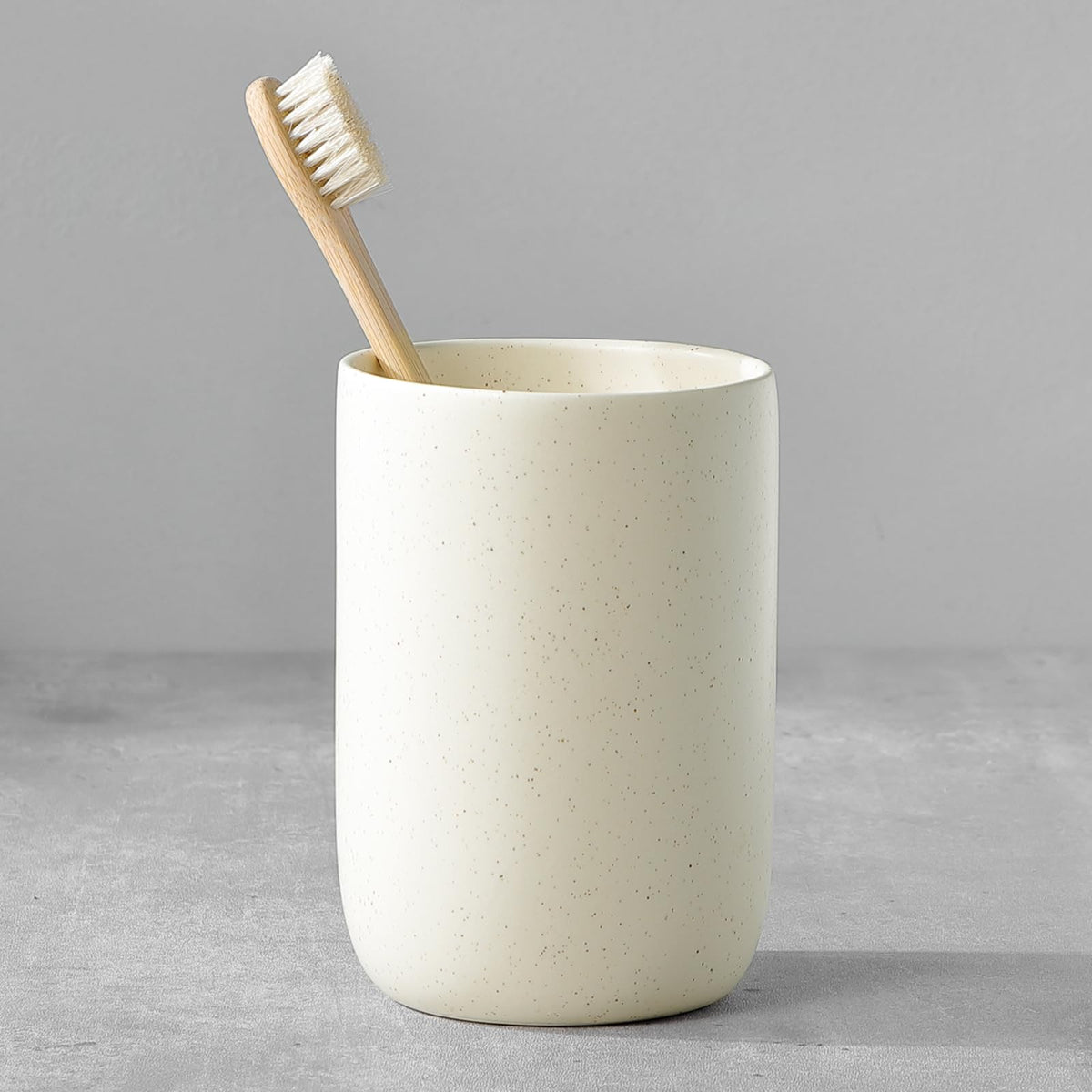 Toothbrush Holders for Bathrooms - 2 Cups Ceramic Toothbrush Toothpaste Holders Set, White Bathroom Tumbler Cups Reusable Toothbrush Mouthwash Cup, Bathroom Counter Organizer