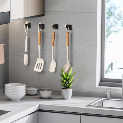 4 Pack Black Towel Hook, Stainless Steel Wall Hooks for Bathrooms